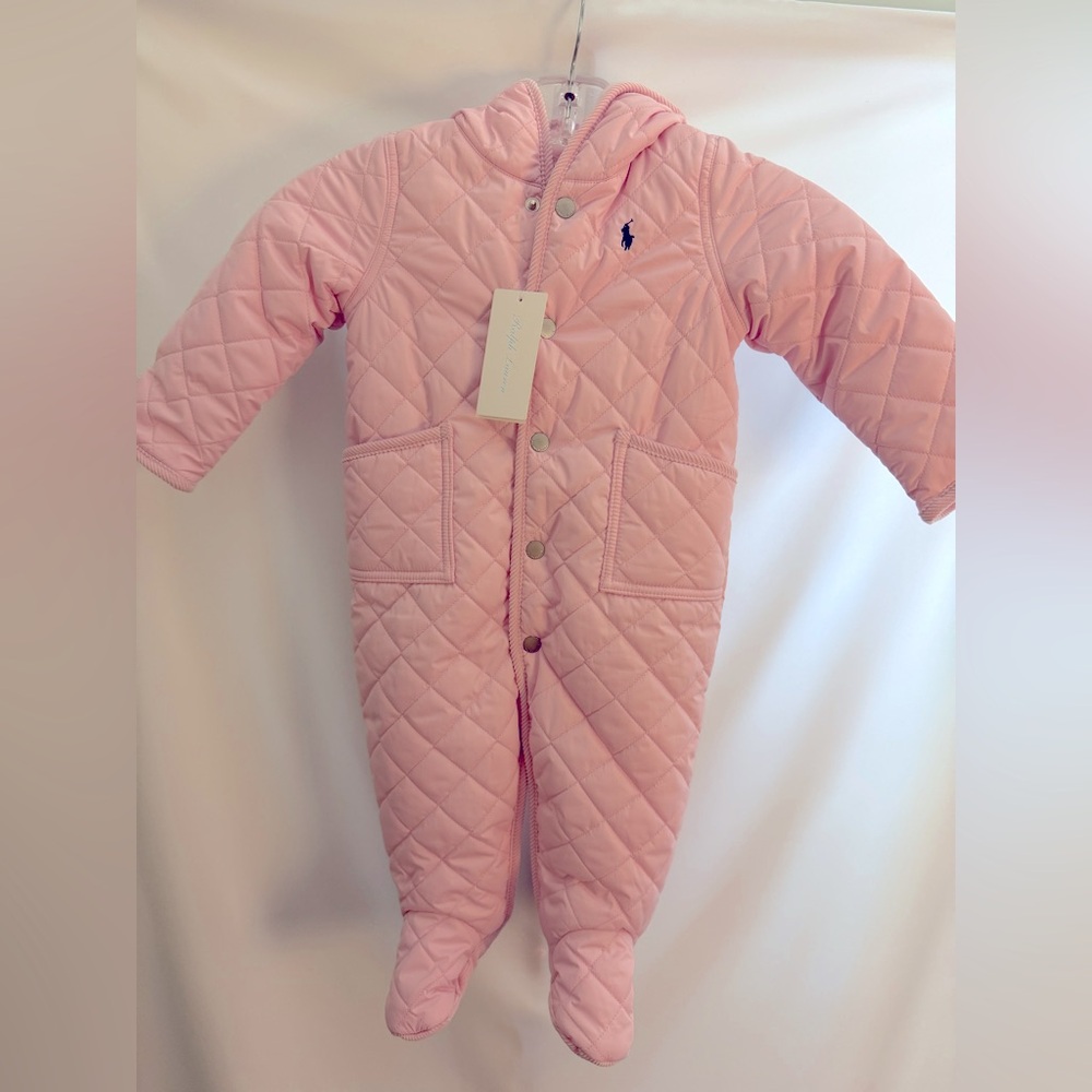 Ralph Lauren Pink Infant Snow Suit 9 mo. See photos for color blemish.